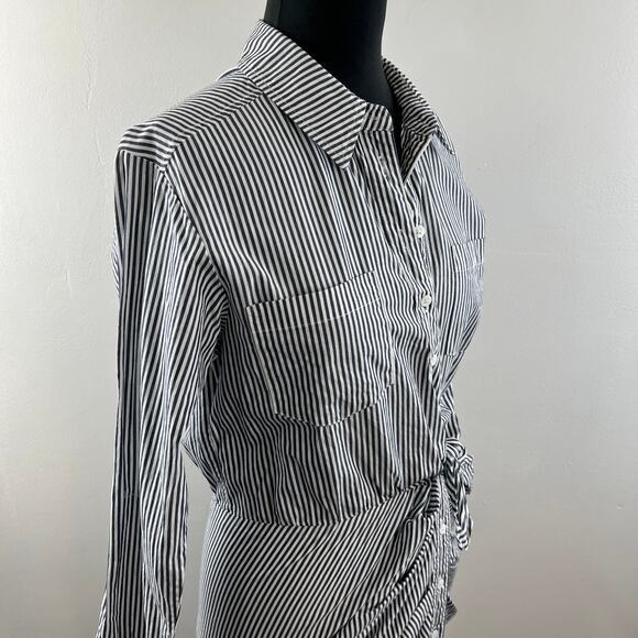 VERONICA BEARD BlueWhite Striped Button Down Sierra Shirtdress Size 8 - Picture 6 of 8